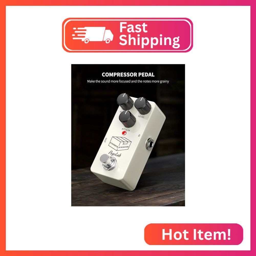 Pogolab Compressor Pedal, Guitar Pedal Compressor, Mini Compressor Pedal for Ele