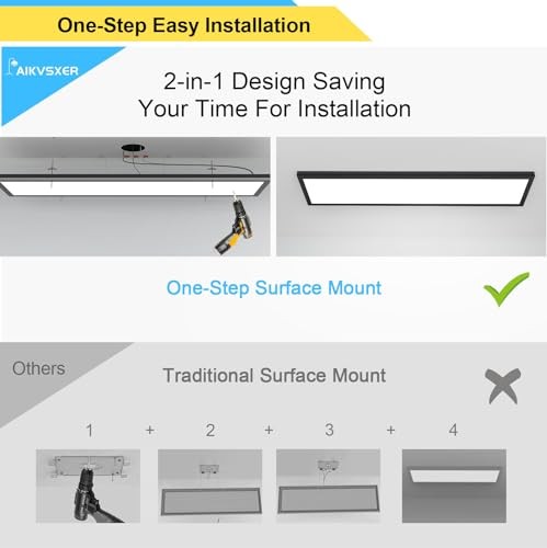 6PACK 1x4 LED Flat Panel Light Surface Mount LED Ceiling 1x4FT 6PACK Black