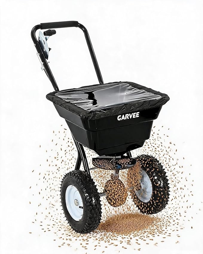 80LBS Push Behind Broadcast Spreader Hopper for Fertilizer Seed Lawn Garden Yard