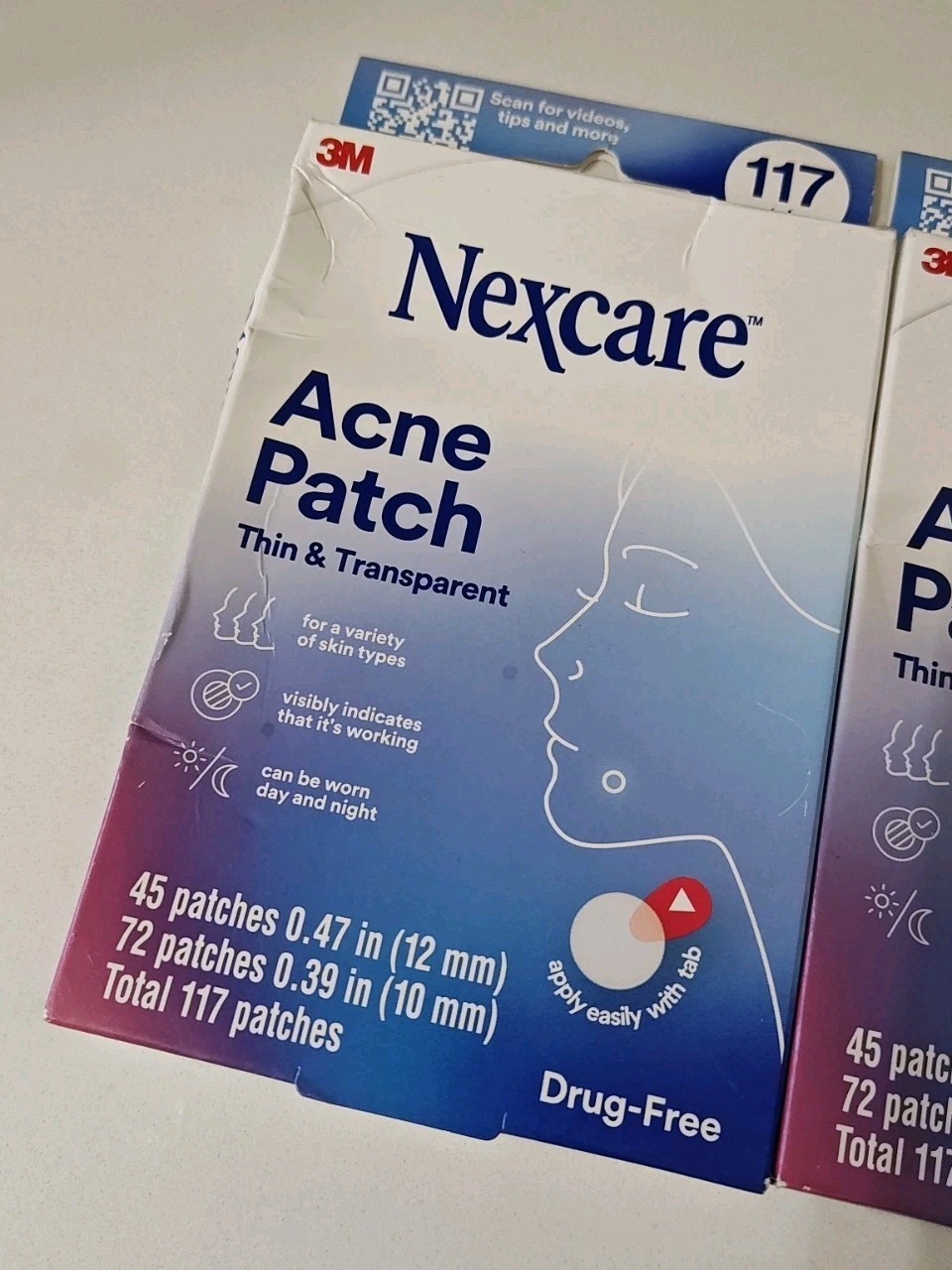 Nexcare Acne Patch Thin & Transparent Assorted Sizes 117 count x 2 Boxes