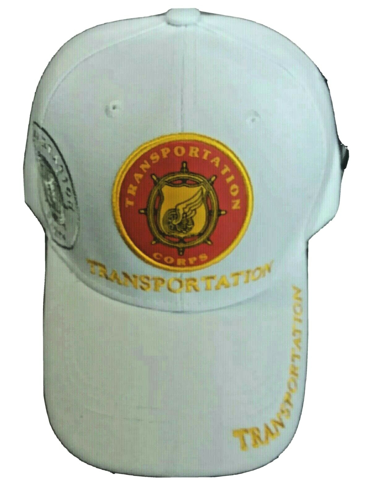US Army Transportation Military Embroidered White Baseball Cap Side Emblem Hat