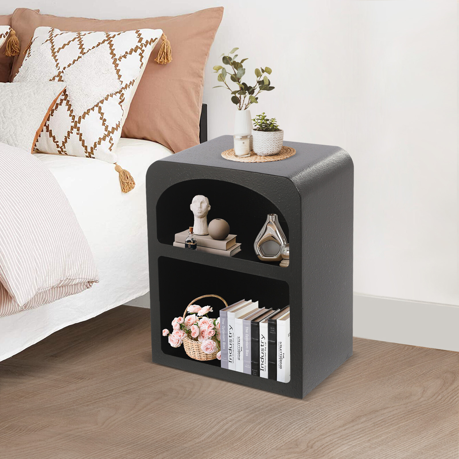 Bedside Table, Storage Cabinet for the Bedroom, Side Table with 2-tiers