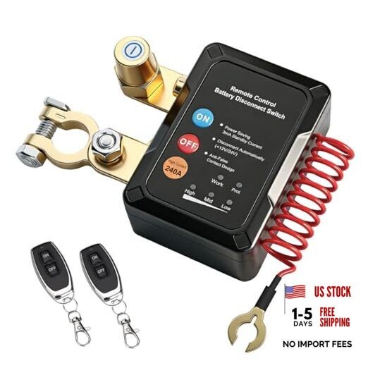12V Remote Battery Disconnect Switch, 240A Smart Voltage Control Battery Kill