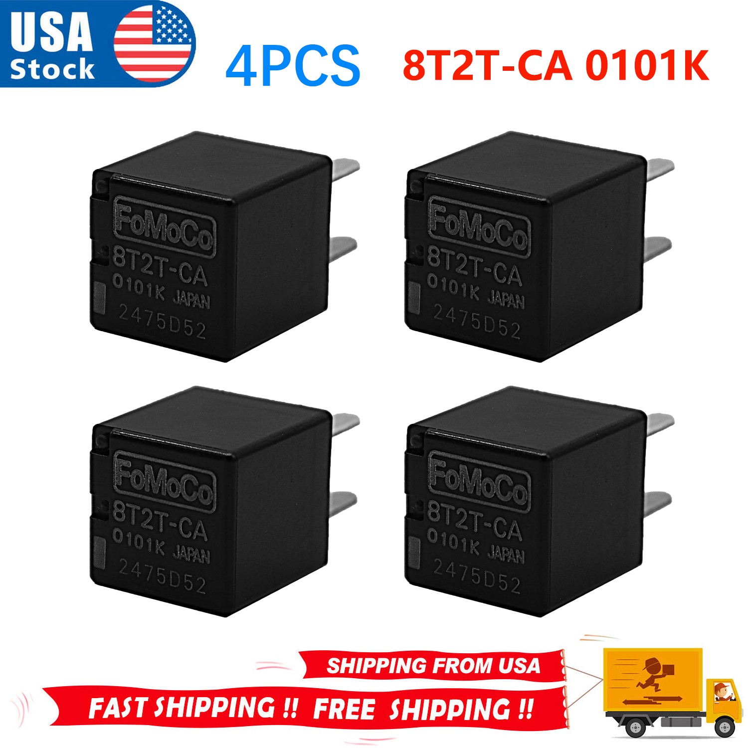 4PCS Relay 8T2T-CA (Set of 4) - 8T2T-CA 0101K 12VDC 20A Relay Automotive