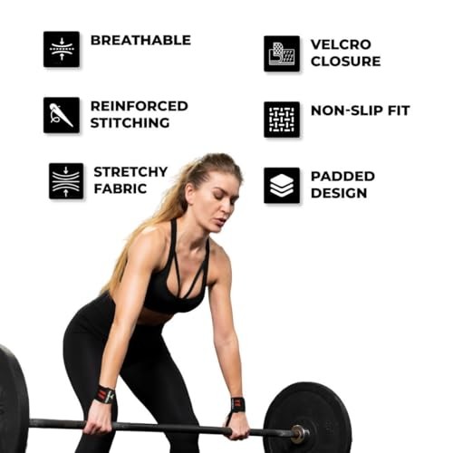 Wrist Wraps Weightlifting - Premium Quality Wrist Straps for Black Red
