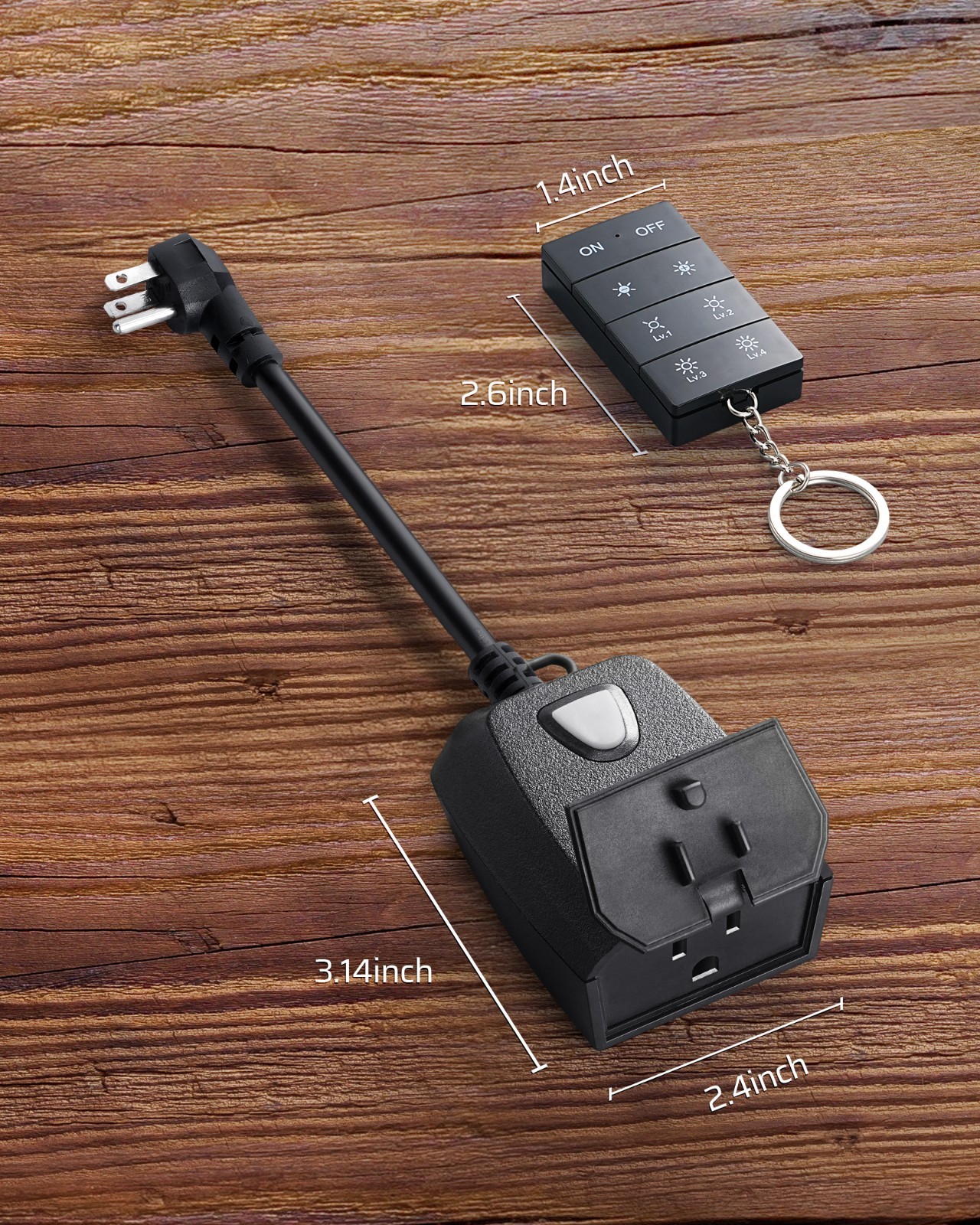 DEWENWILS Outdoor Dimmer for String Lights Remote Control 100FT IP44 Waterproof