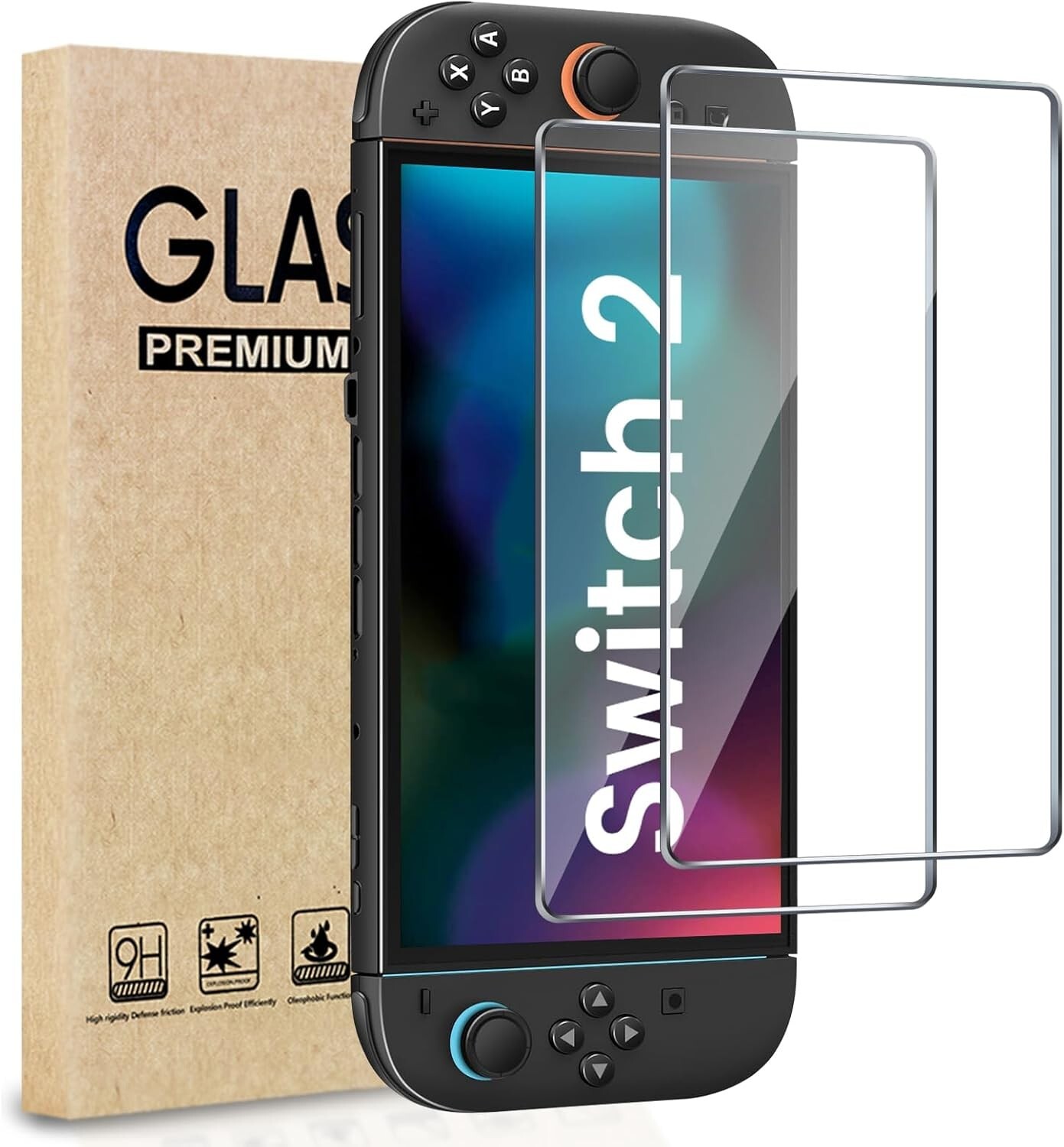 (2-Pack) 2025 Nintendo Switch 2 Tempered Glass Screen Protector Saver Clear Film