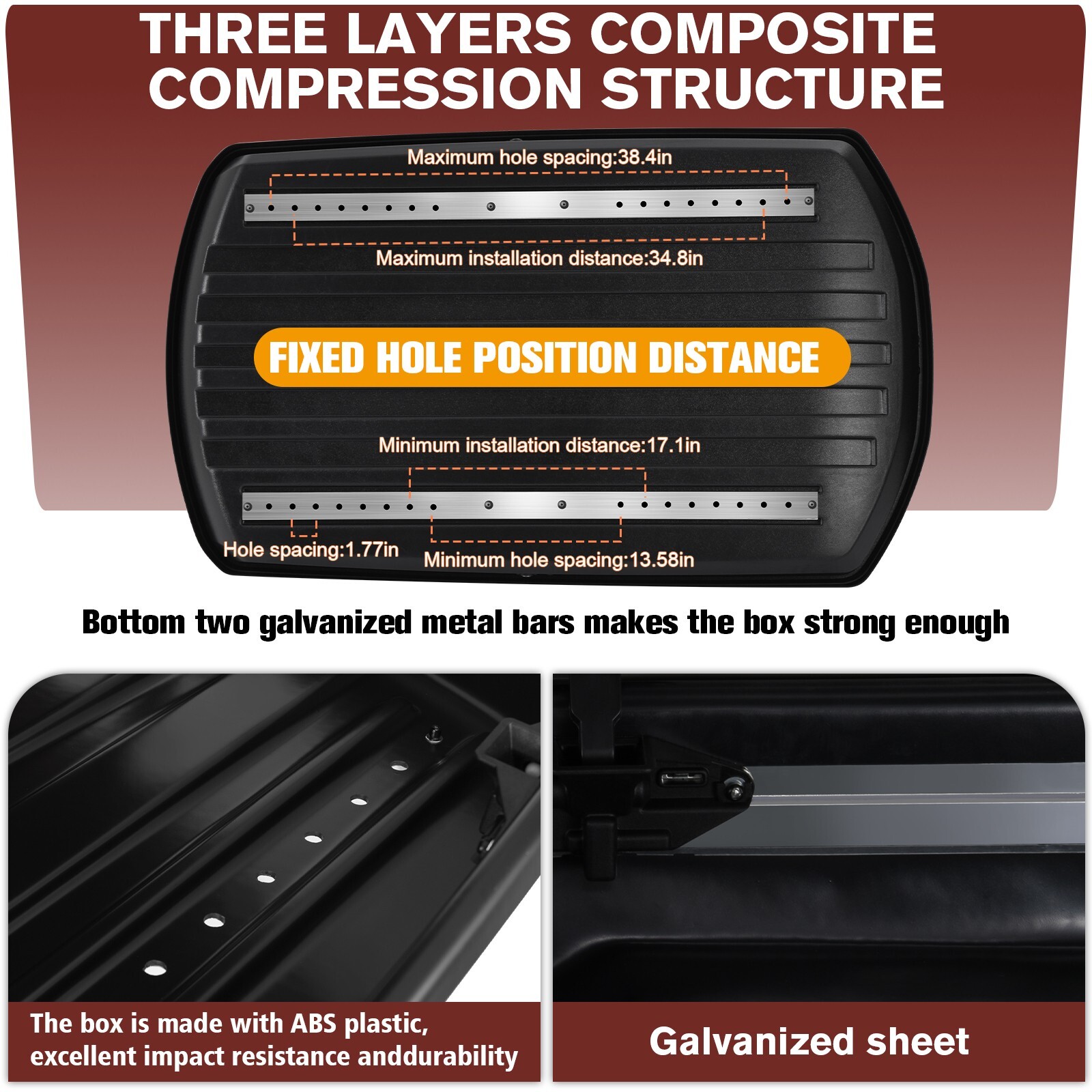 15 Cubic Feet Car Top Cargo Carrier Vehicle Roof Mount Luggage Storage Box