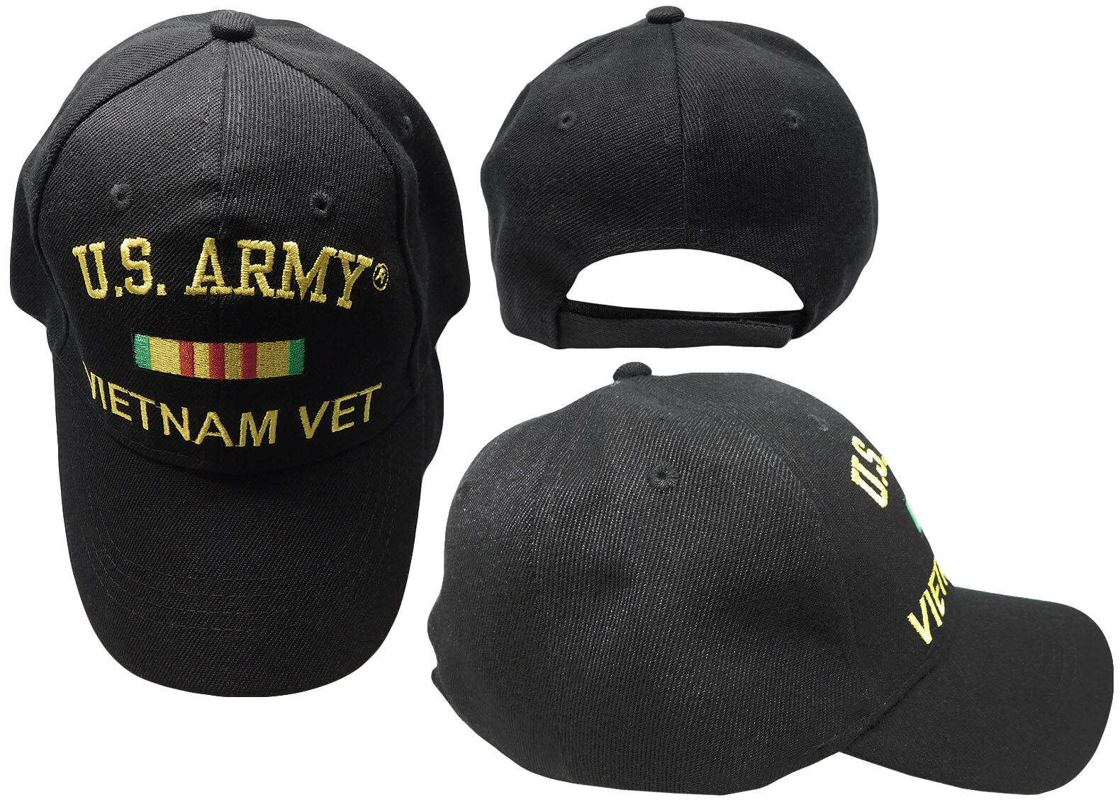 New Black US Army Vietnam Veteran Hat Baseball Ball Cap Military Licensed