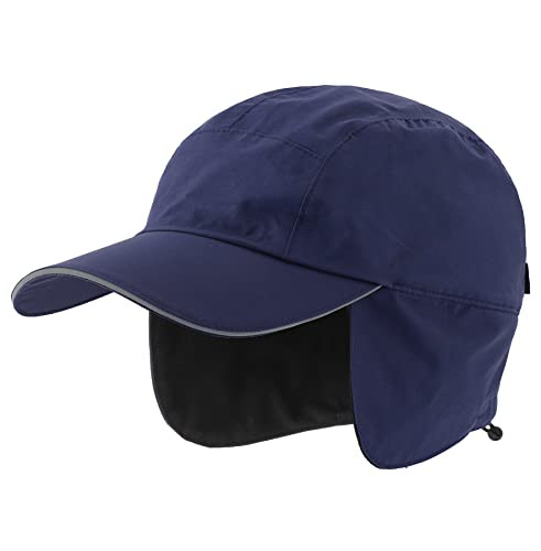Men's Water-Resistant Winter Hat Reflective Fleece Lined Large Navy Blue