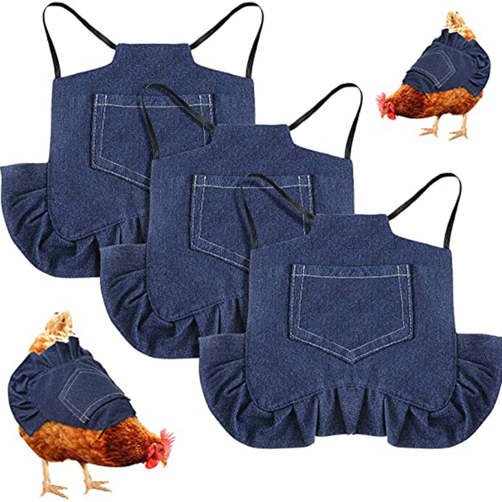 Chicken Saddles, 3 Pack Hen Apron with Elastic Strap Poultry Feather