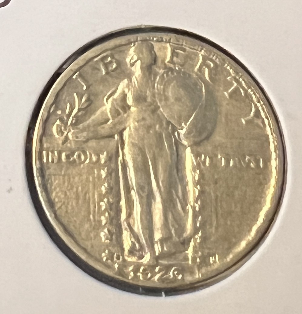 1926-S STANDING LIBERTY  SILVER QUARTER GRADES AU ACTUAL COIN  #7075