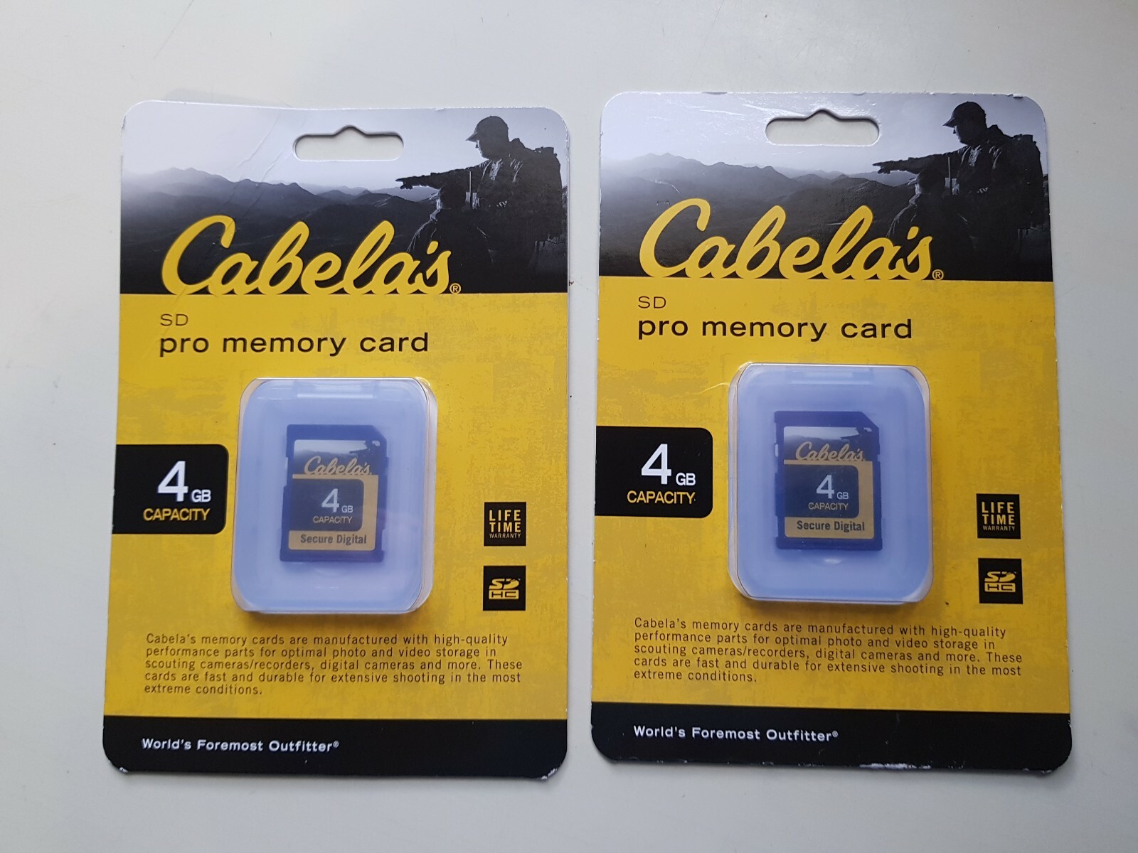 2 Brand New Cabela's Pro Memory Cards 4 Gb
