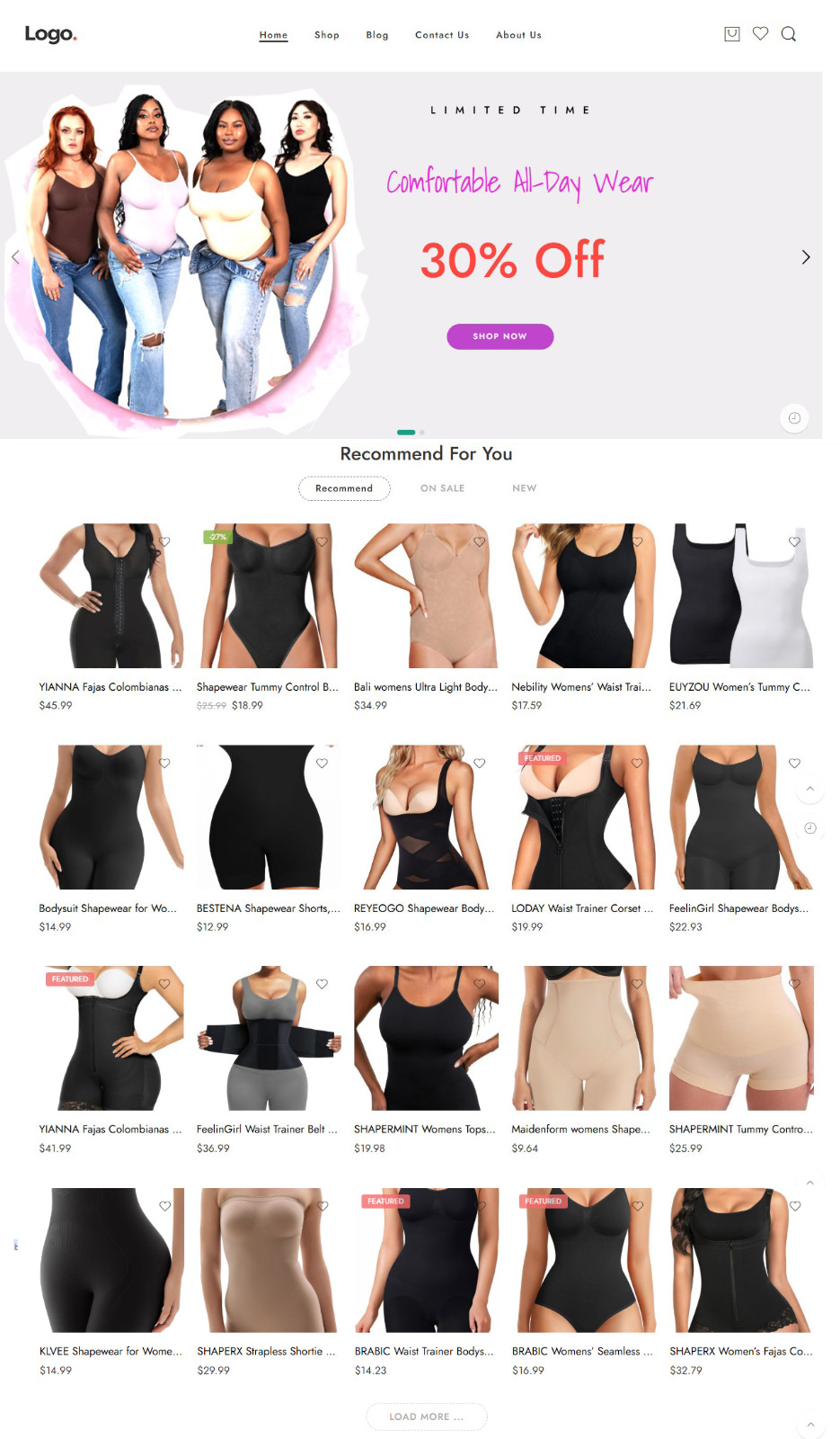 Women Body Shapers Store, DropShipping Affiliate Website, Free Hosting+Products
