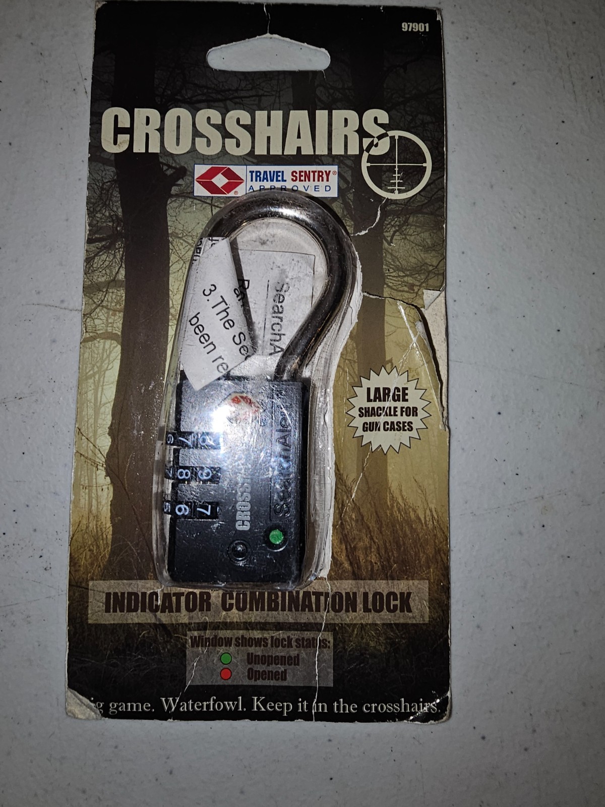 NEW, torn paper, Crosshairs Shackle Indicator Combination Lock