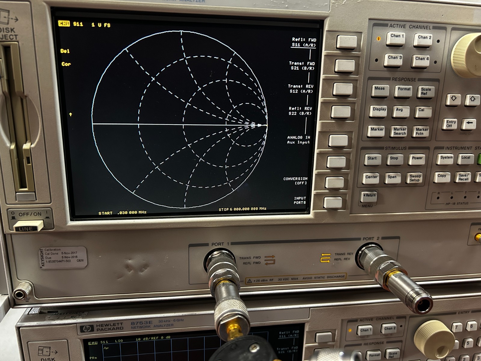Hewlett Packard 8753ES, S-Parameter Network Analyzer, 30kHz-6GHz, 002, 006 & 010