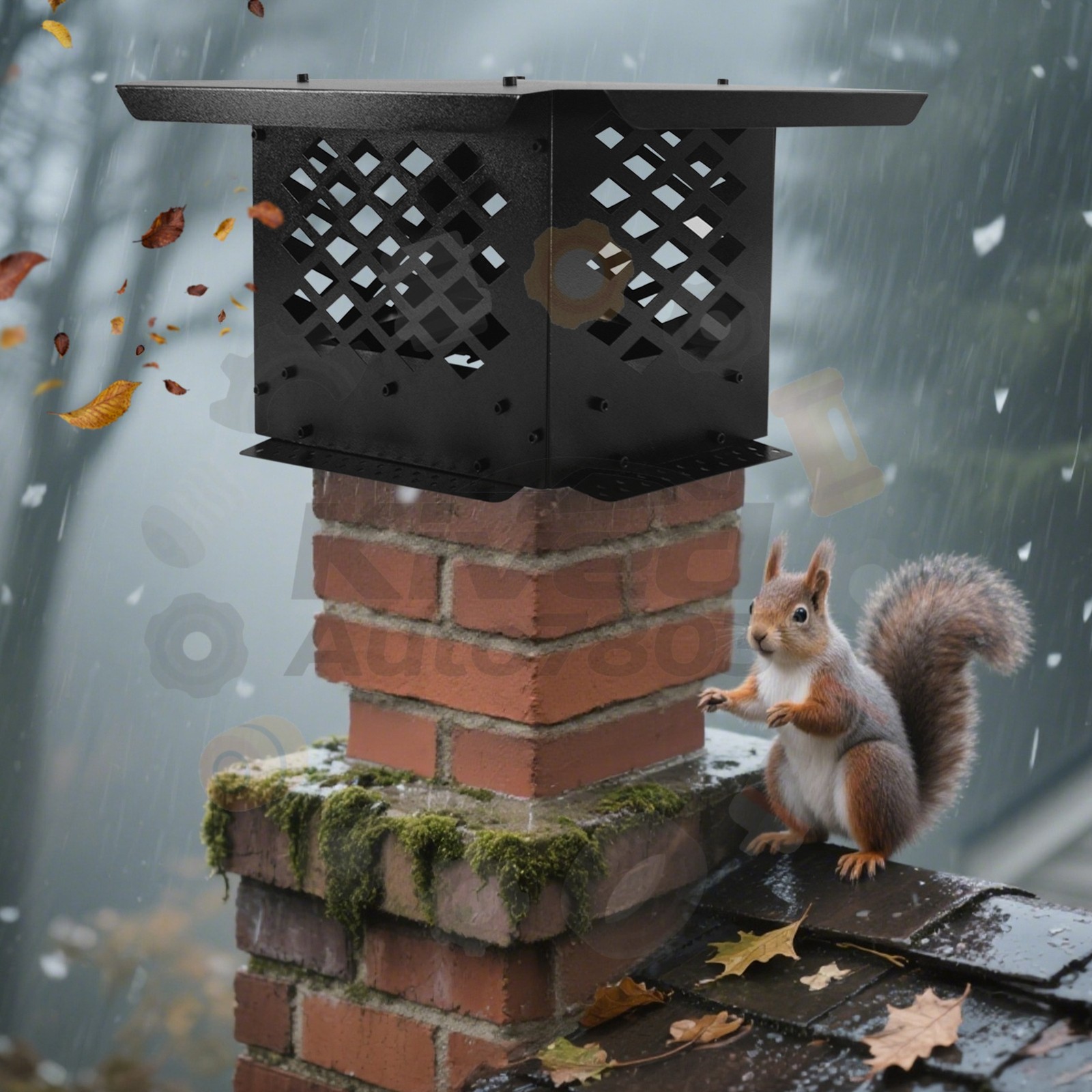 Rainproof Black 13"x9" Chimney Cap Flue Caps Fireplace Chimney Cover Outdoor