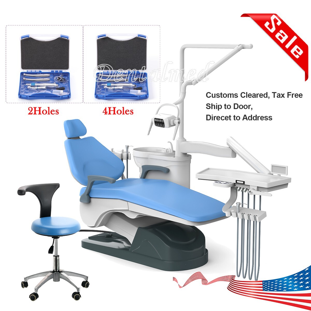 Dental Chair Unit Computer Controlled Hard Leather+Stool Chair/Handpiece Kit
