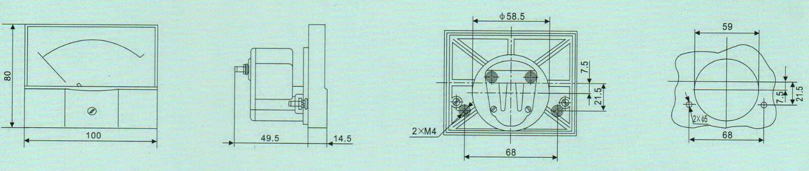 1pc DC 100mA Analog Ammeter Panel Current Meter 44C2 80*100MM DC direct Connect