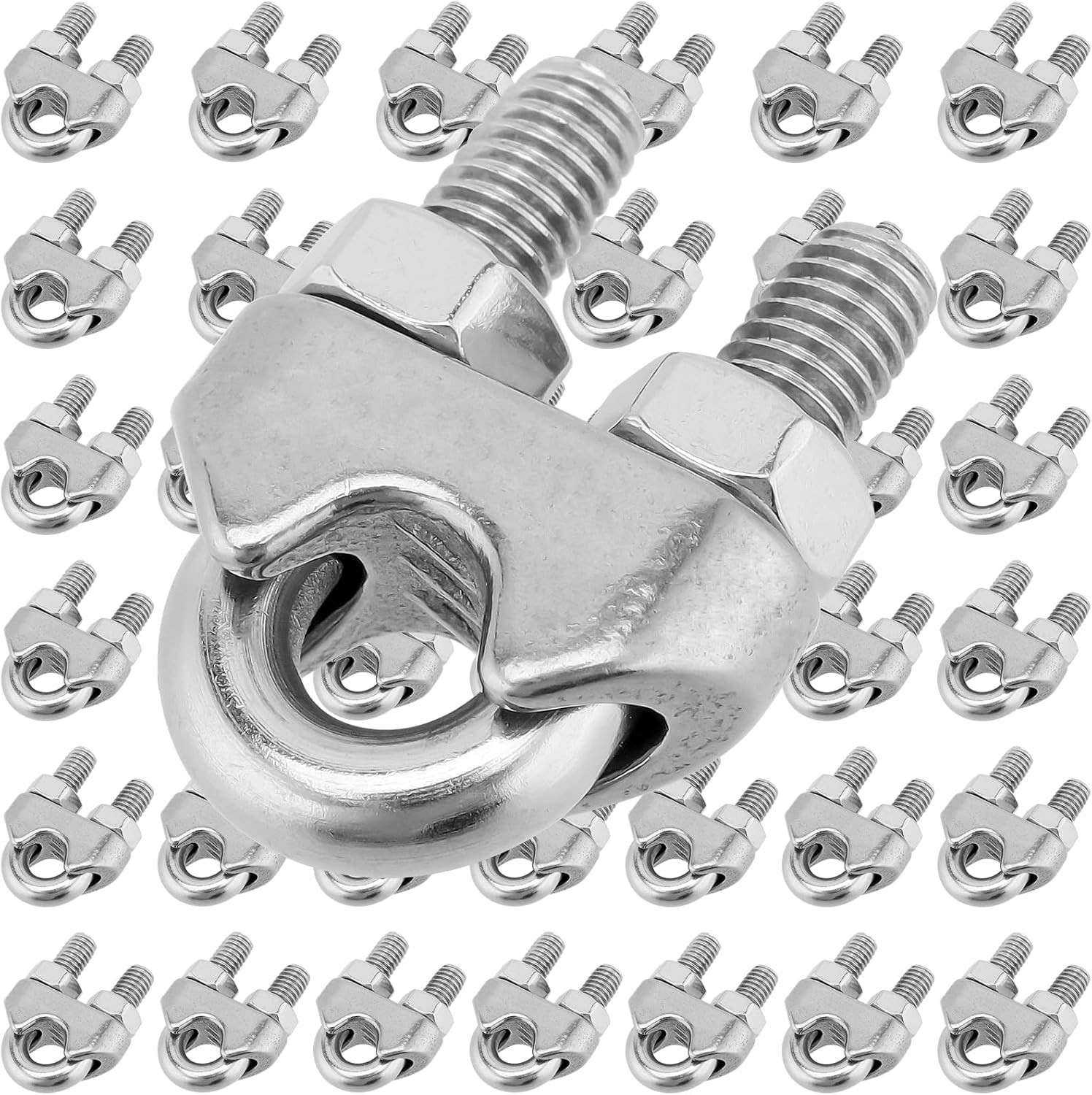 40 Pack 3/16 Inch M5 Stainless Steel Wire Rope Cable Clip U Bolt Saddle Fastener