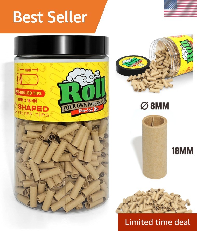 Bulk 500 Unbleached 8mm Pre-Rolled Filter Tips - Perfect for Hand or Machine Use
