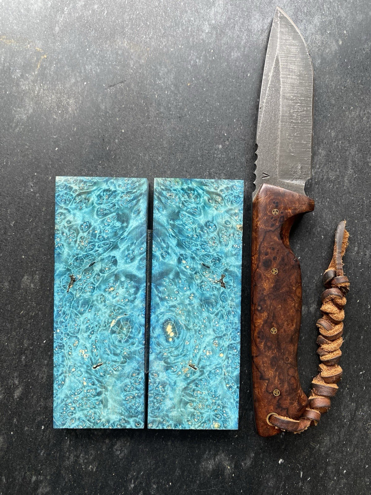 Dyed Box Elder Book Matched Knife Scales 4.98” x 1.76” x .40”