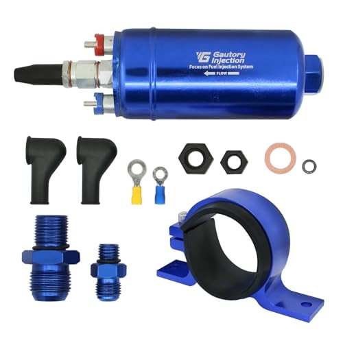 Universal External Inline Electric Fuel Pump High Flow 300LPH Blue with Bracket