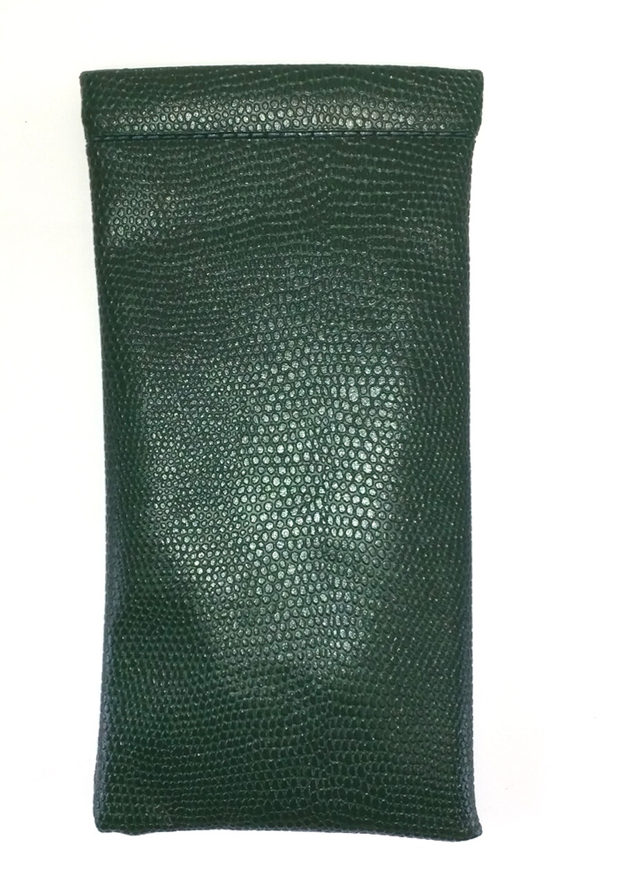 Soft Spring Top Eyeglass Case Squeeze Snap Closure Snakeskin Colors Synt.Leather