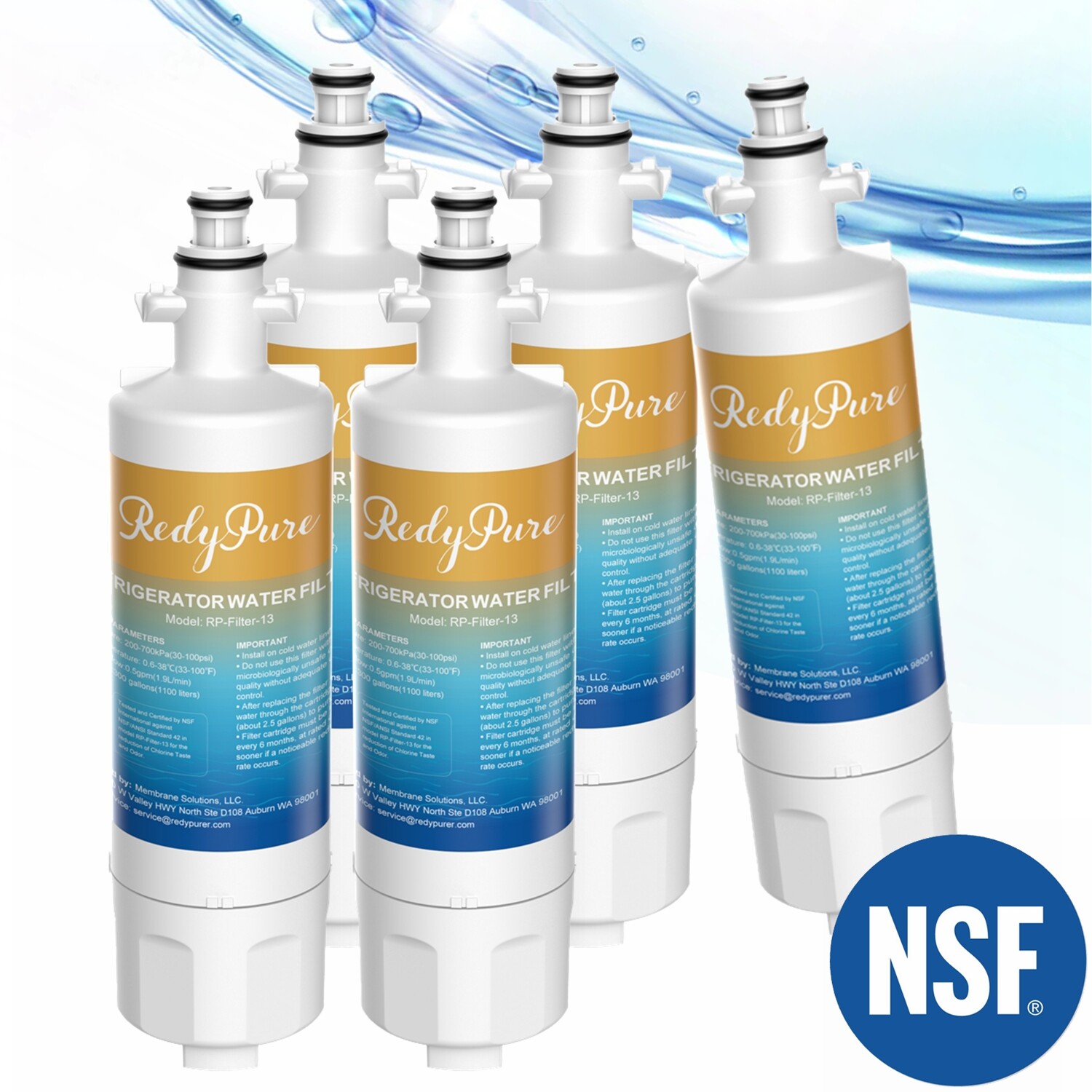 5 Pack Fit for LG LT700P ADQ36006101 Kenmore 469690 Refrigerator Water Filter US