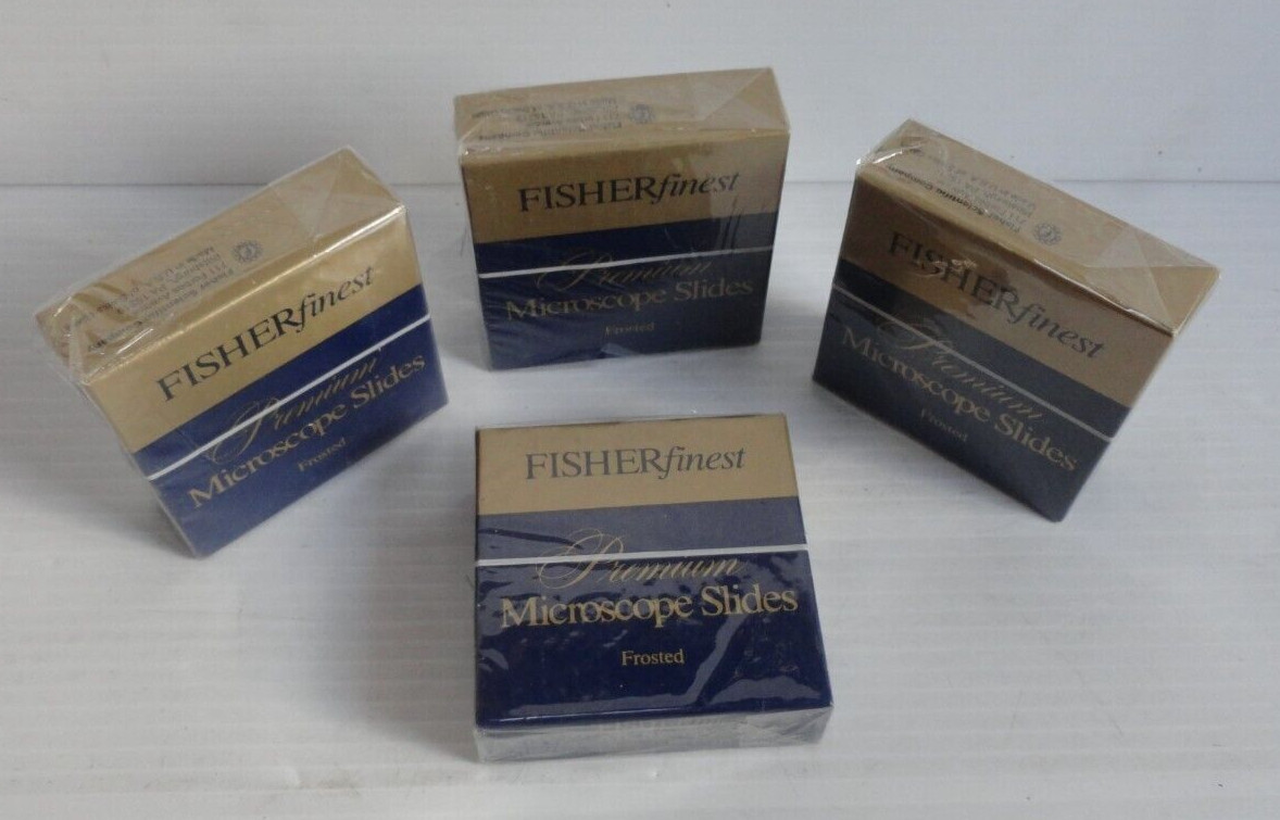 Lot of 4, Fisherfinest 12-544-2 Premium Microscope Slides Frosted  25x75mmx1mm