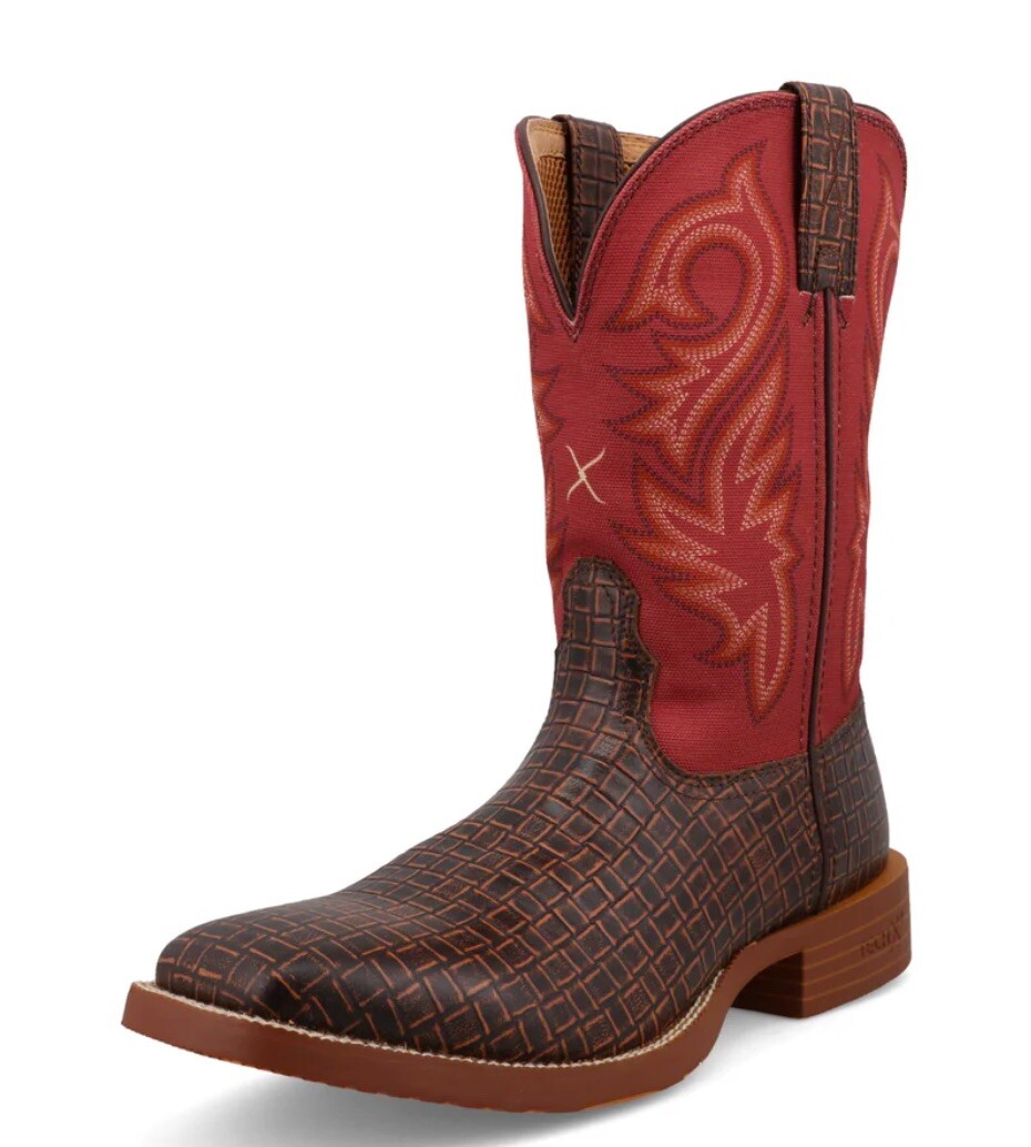 Men's 9.5 D Twisted X MXTR018 Tech X CellStretch Square Toe Brown Cowboy Boots
