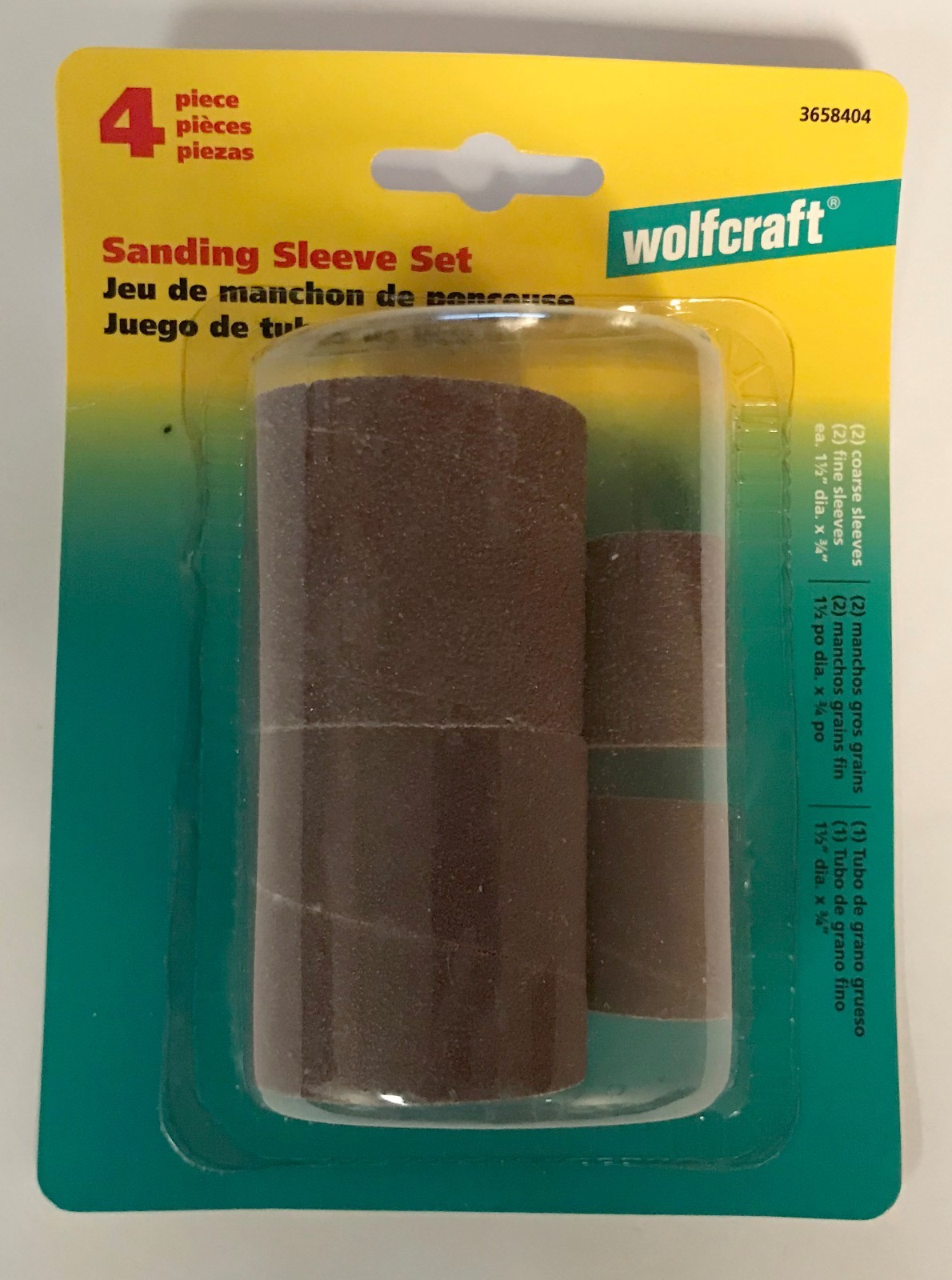 NEW 4 PC WOLFCRAFT 1-1/2" & 3/4" DRUM SANDER SANDING SLEEVE SET