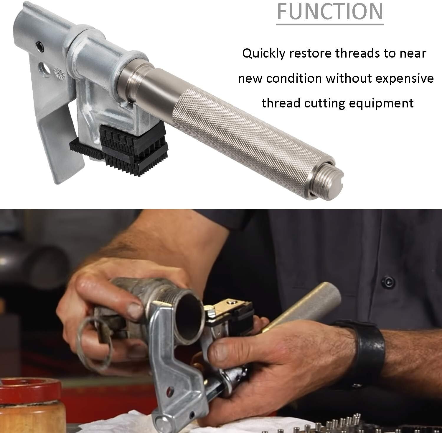 7402 Universal Outside Thread Chaser External Thread Repair Tool for 1-1/4” -5”