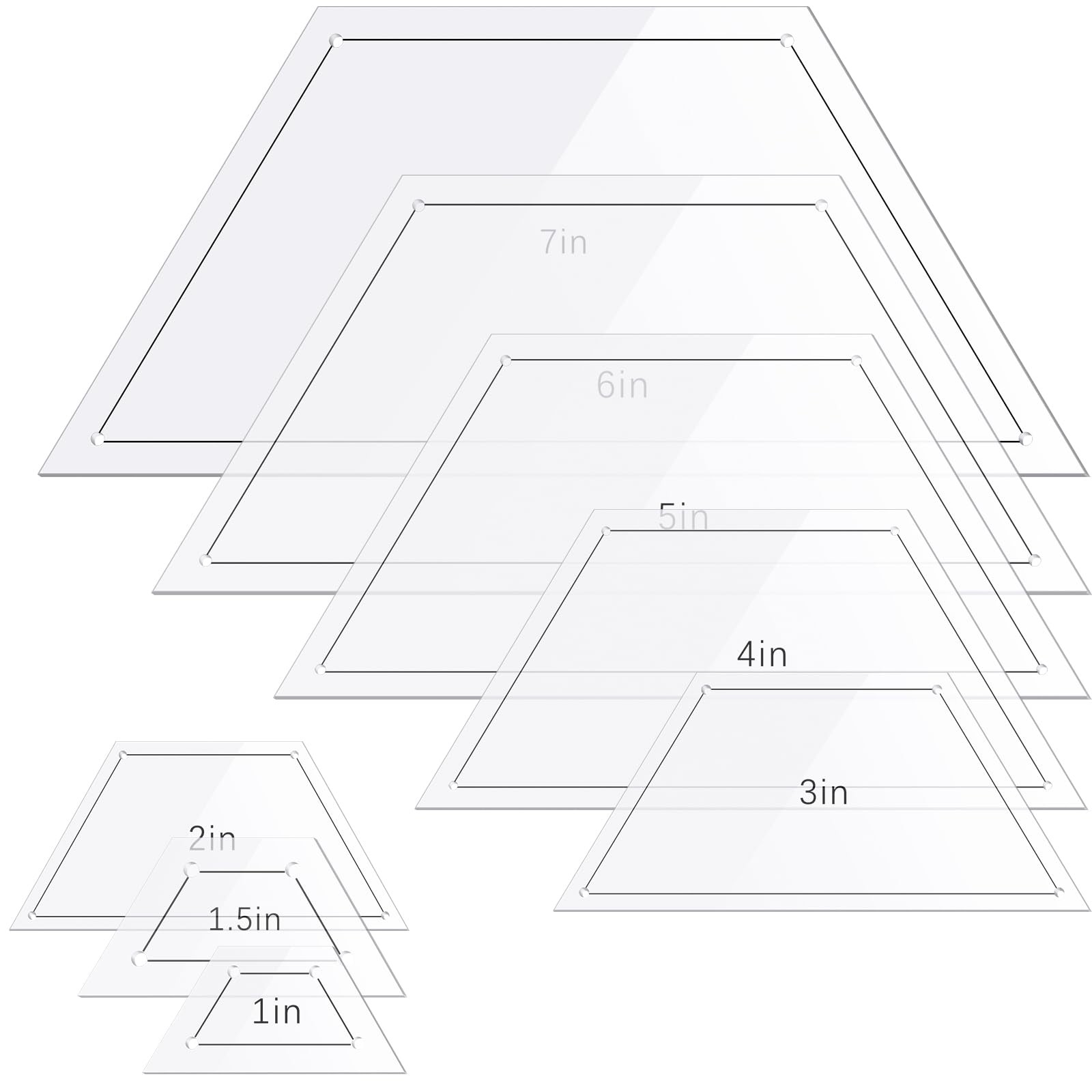 8 Pcs Half Hexagon Quilting Templates and Rulers 1/1.5/2/3/4/5/6/7 Inch Acrylic
