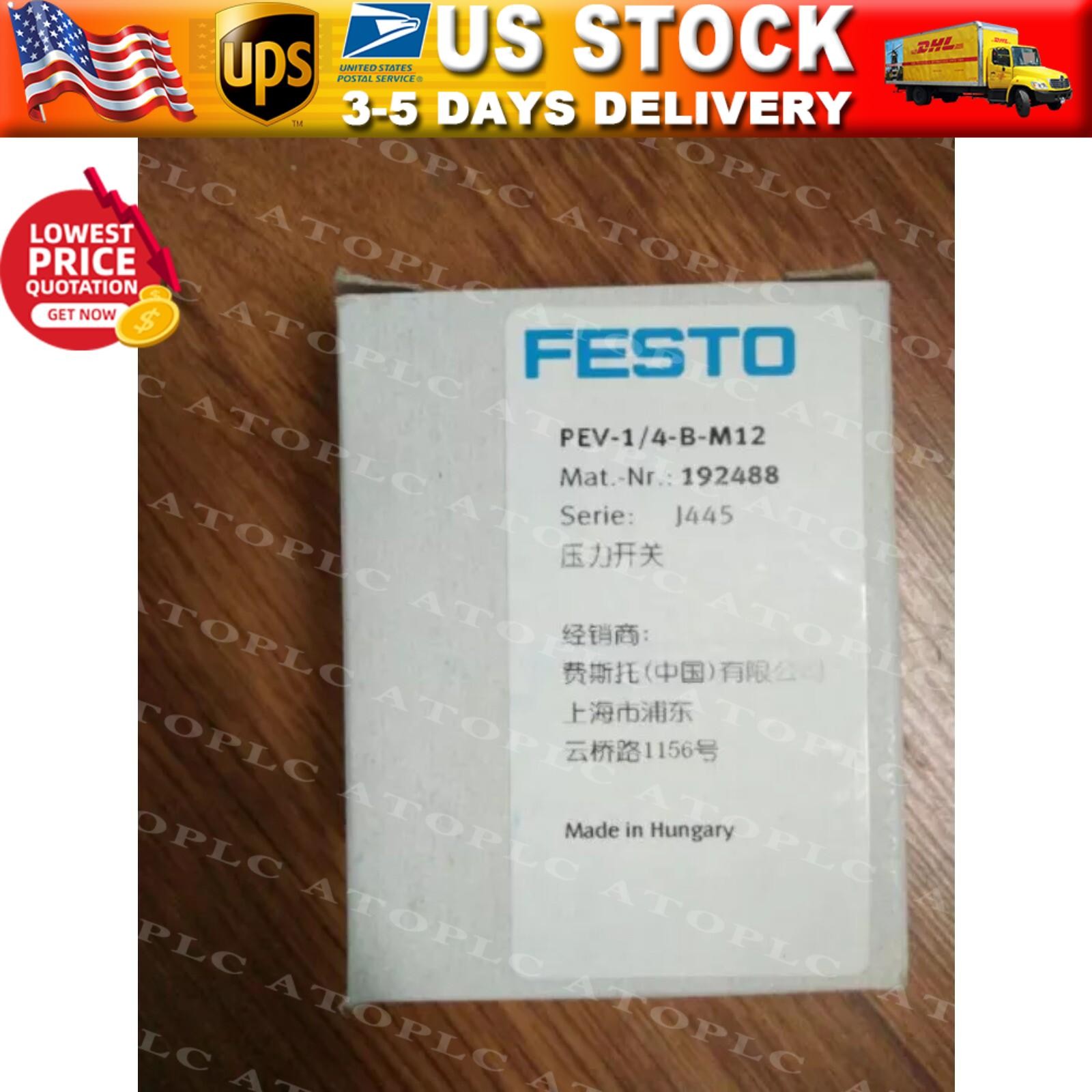 New Festo 192488 PEV-1/4-B-M12 Pressure Switch