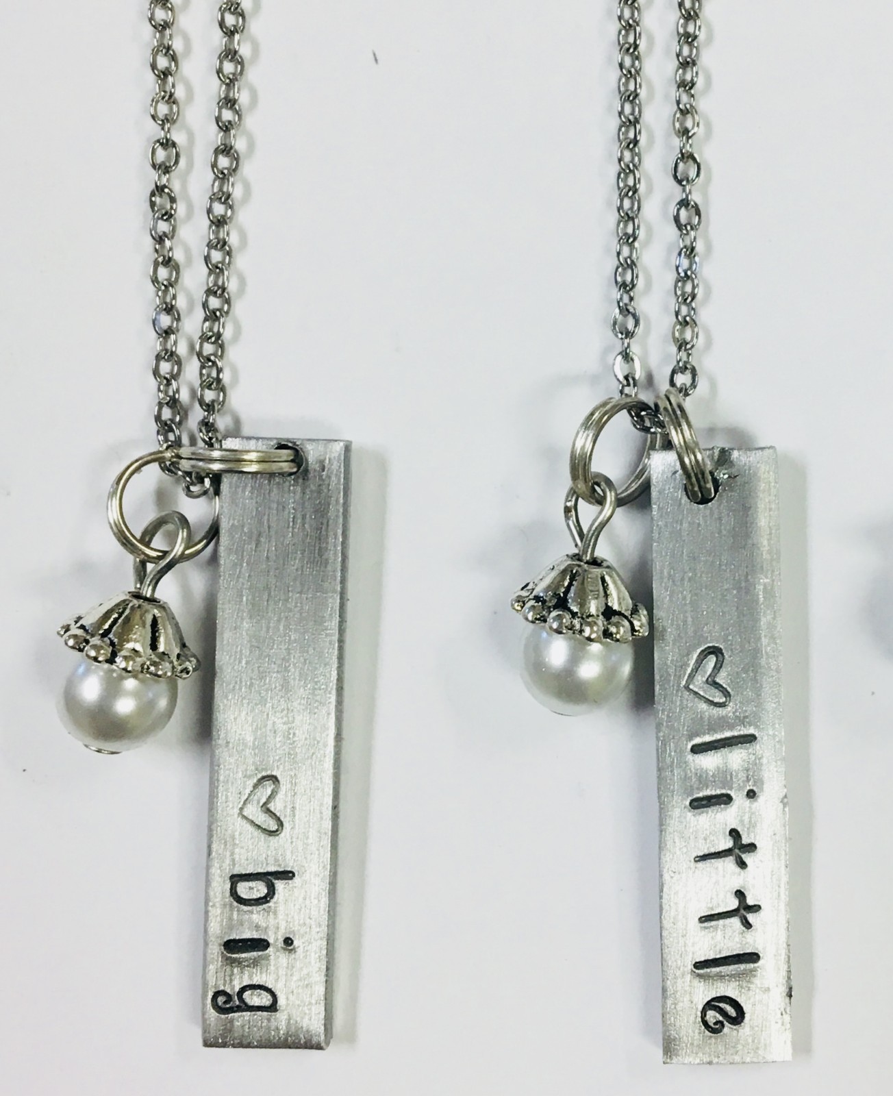 Sorority Big and Little set of 2 handstamped 18 inch necklaces FREE SHIPPING