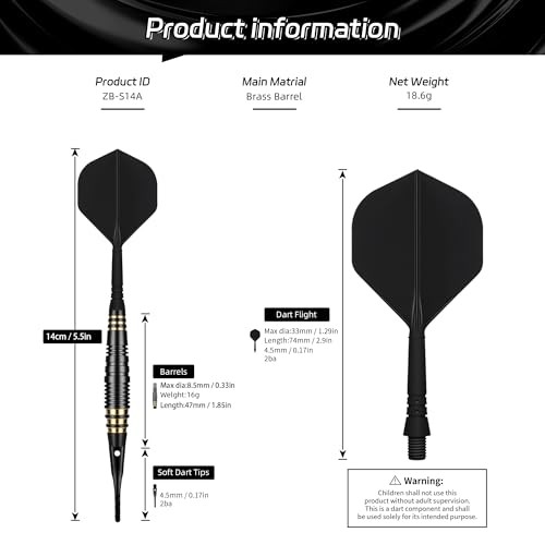 Professional Soft Tip Darts Set 18 Grams with 30 Extra Dart Tips and Gift