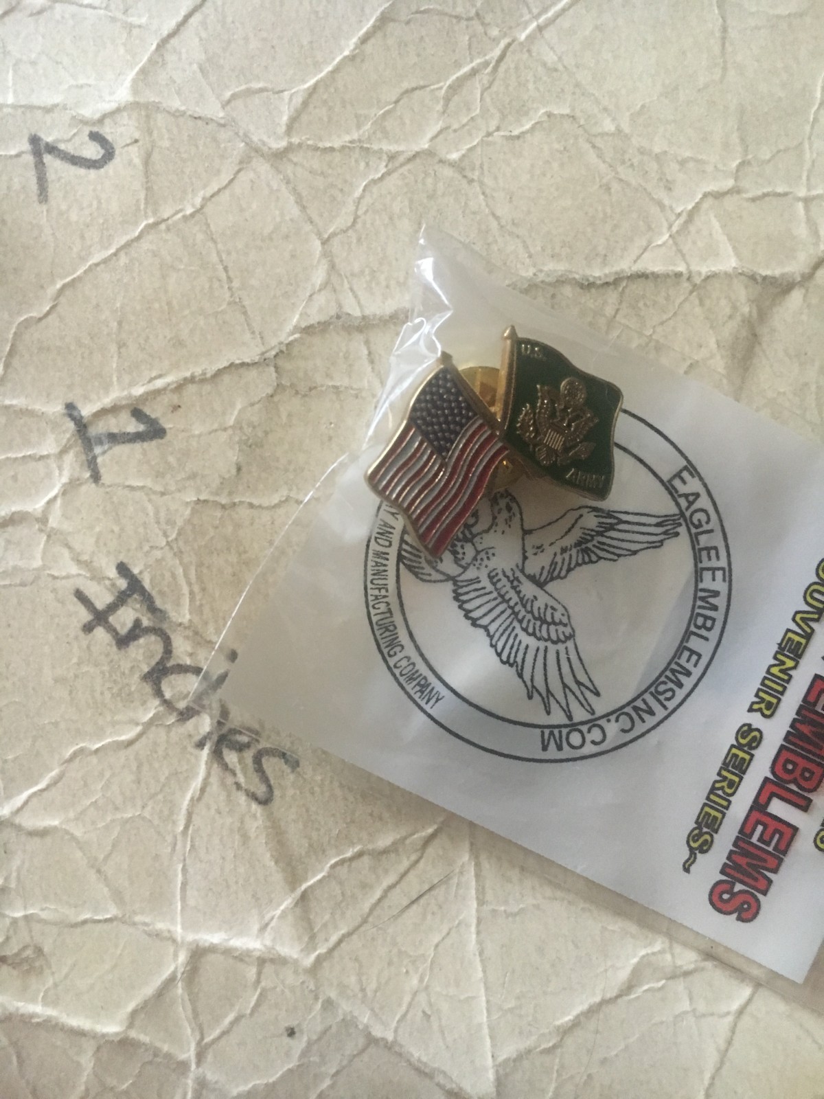 US Army Crossed Flag with US Flag lapel PIN CLUTCH BACK 9/15/25
