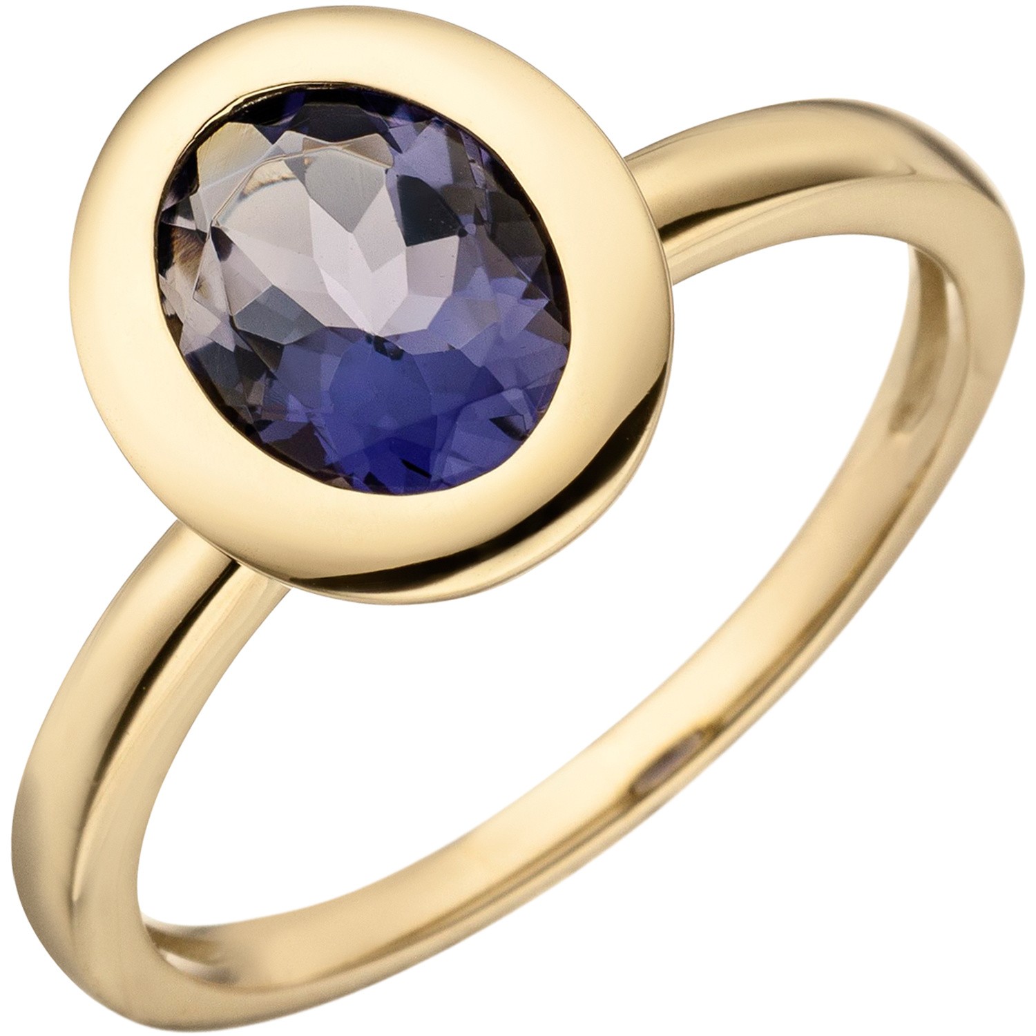 Jobo ladies' ring 585 gold yellow gold 1 iolite gold ring iolite ring RW: 54