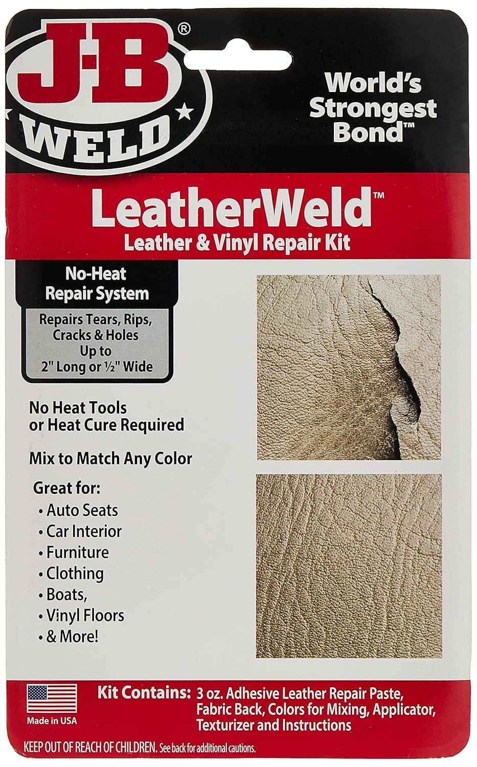 J-B Weld 2130 Vinyl and Leather Repair Kit, 3 oz, Black 3 oz