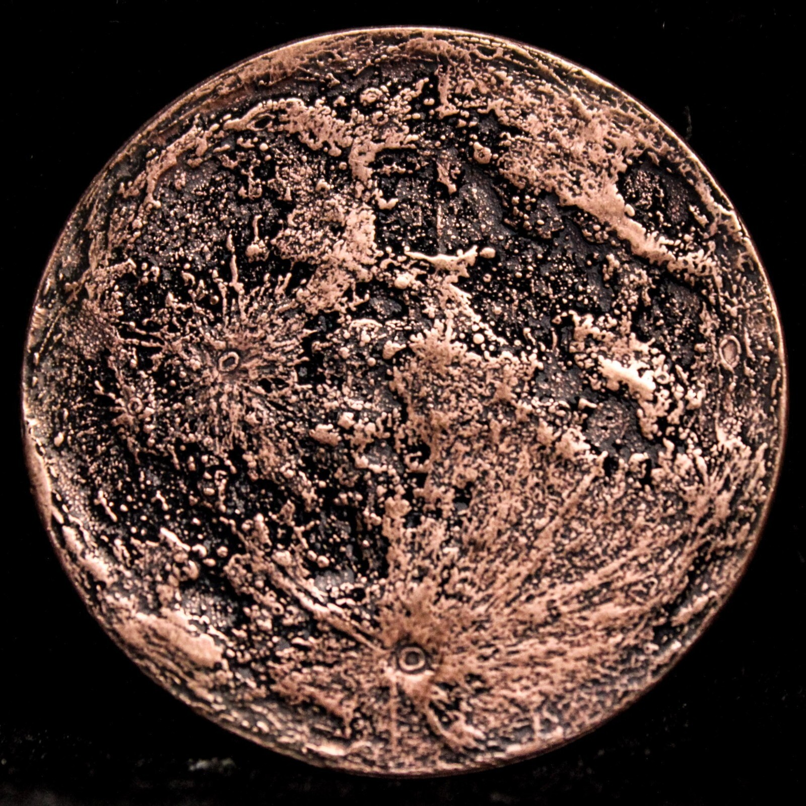 Solid Copper Moon 1" coin