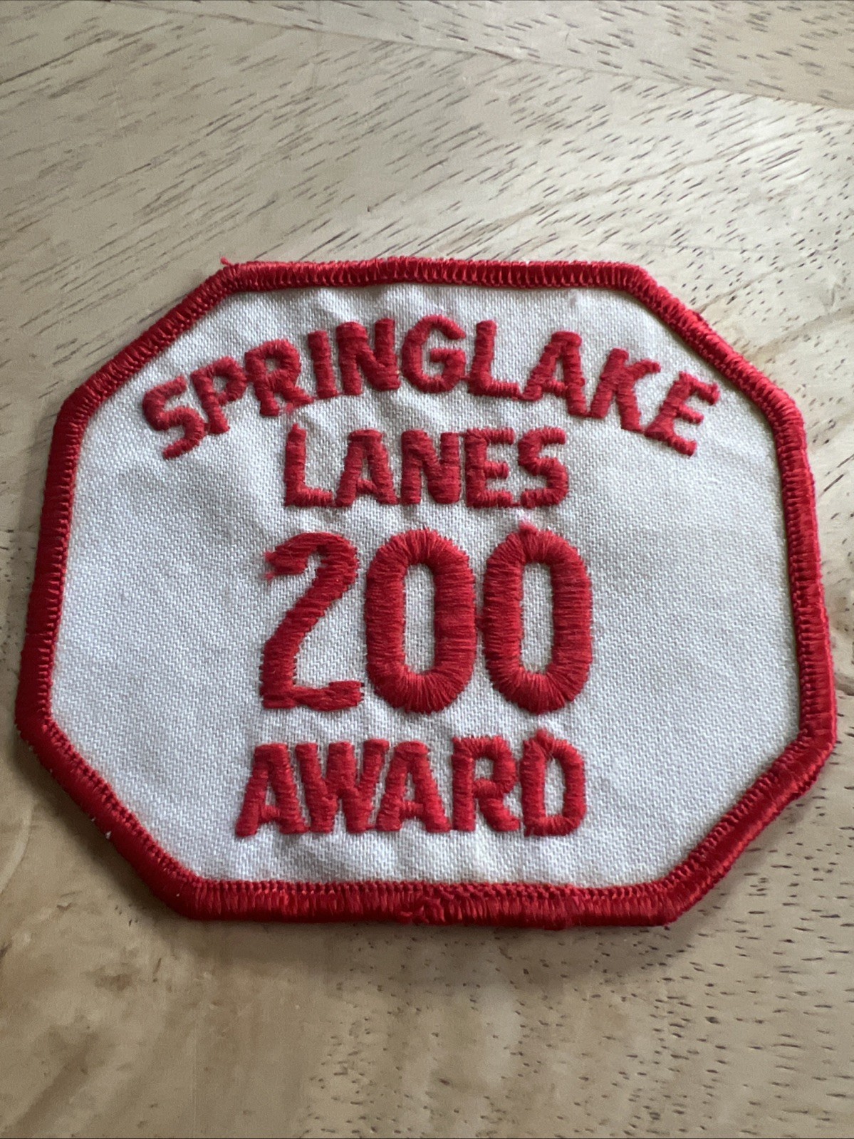 Vintage bowling Spring Lake lanes 200 award patch