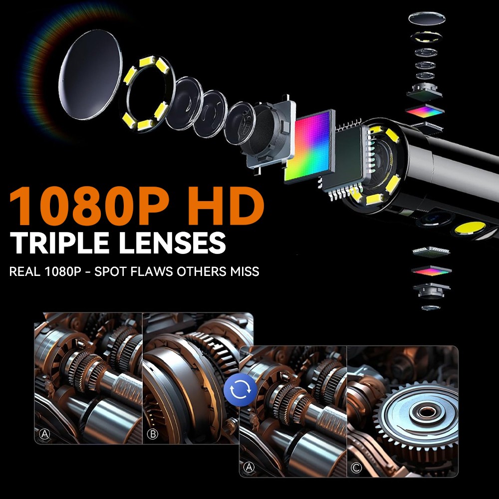 Two-Way Articulating Borescope Camera with Light Endoscope Inspection HD Camera