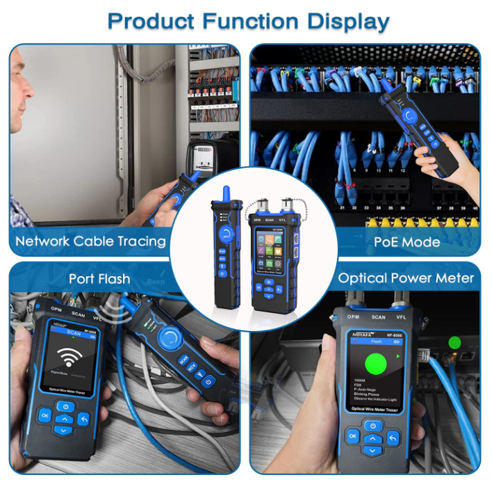 Tester Ethernet con rastreador de cables y prueba de longitud 200 m