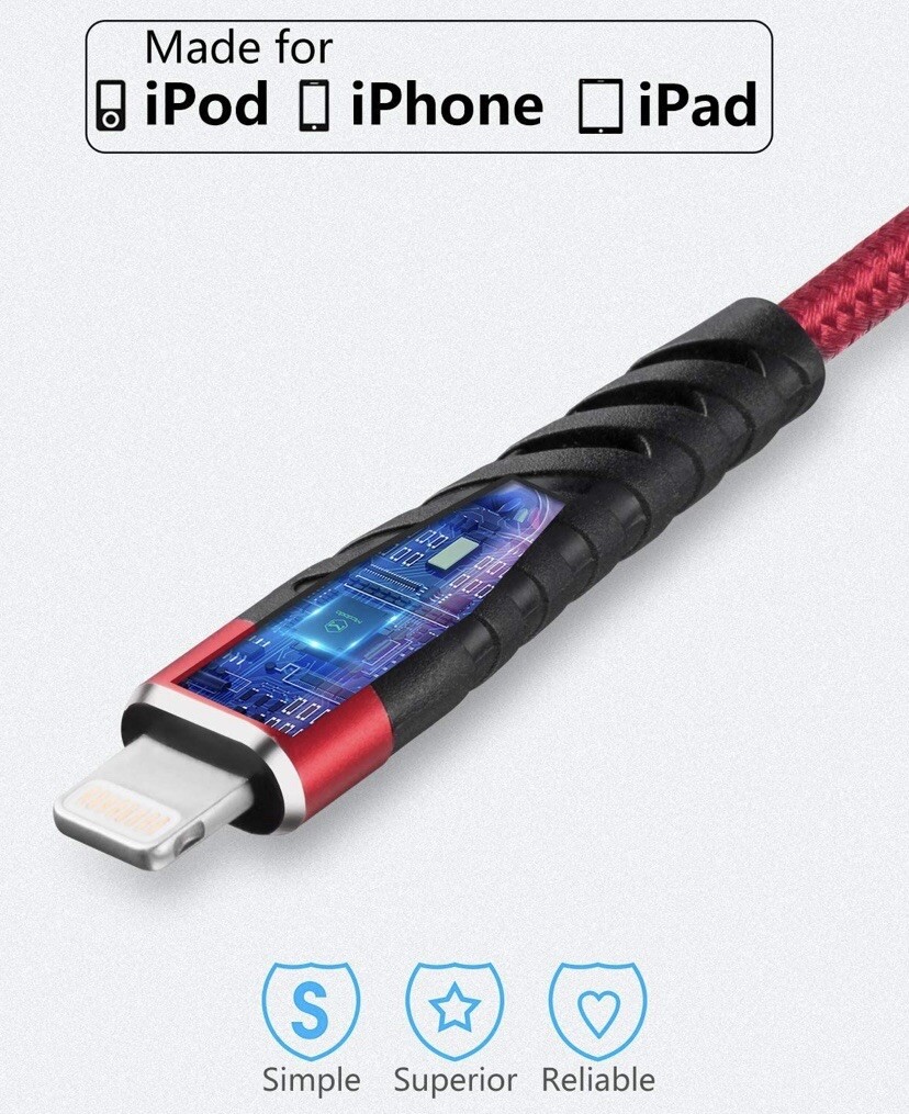 3 Pack Fast Charger USB Cable For iPhone 6 7 8Plus iPhone XR Xs Max 11 12 13 Pro
