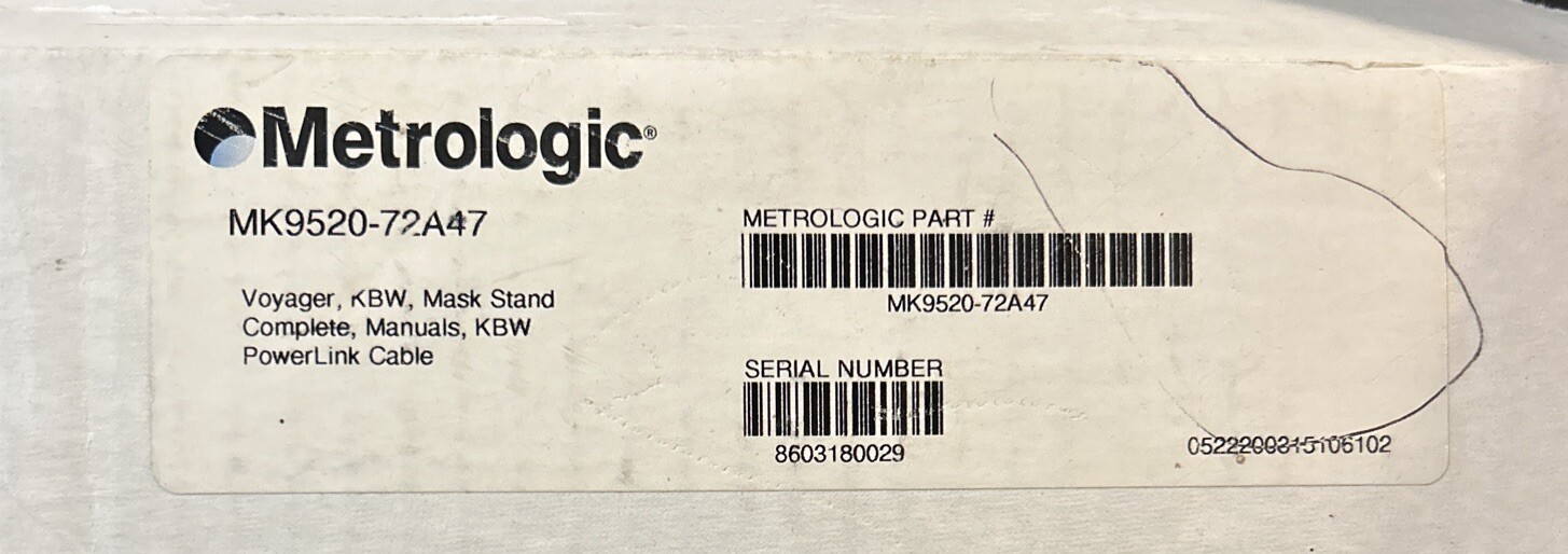 Metrologic MK9520-72A47 Voyager Barcode Scanner, Stand, Power Link Cable Manuals