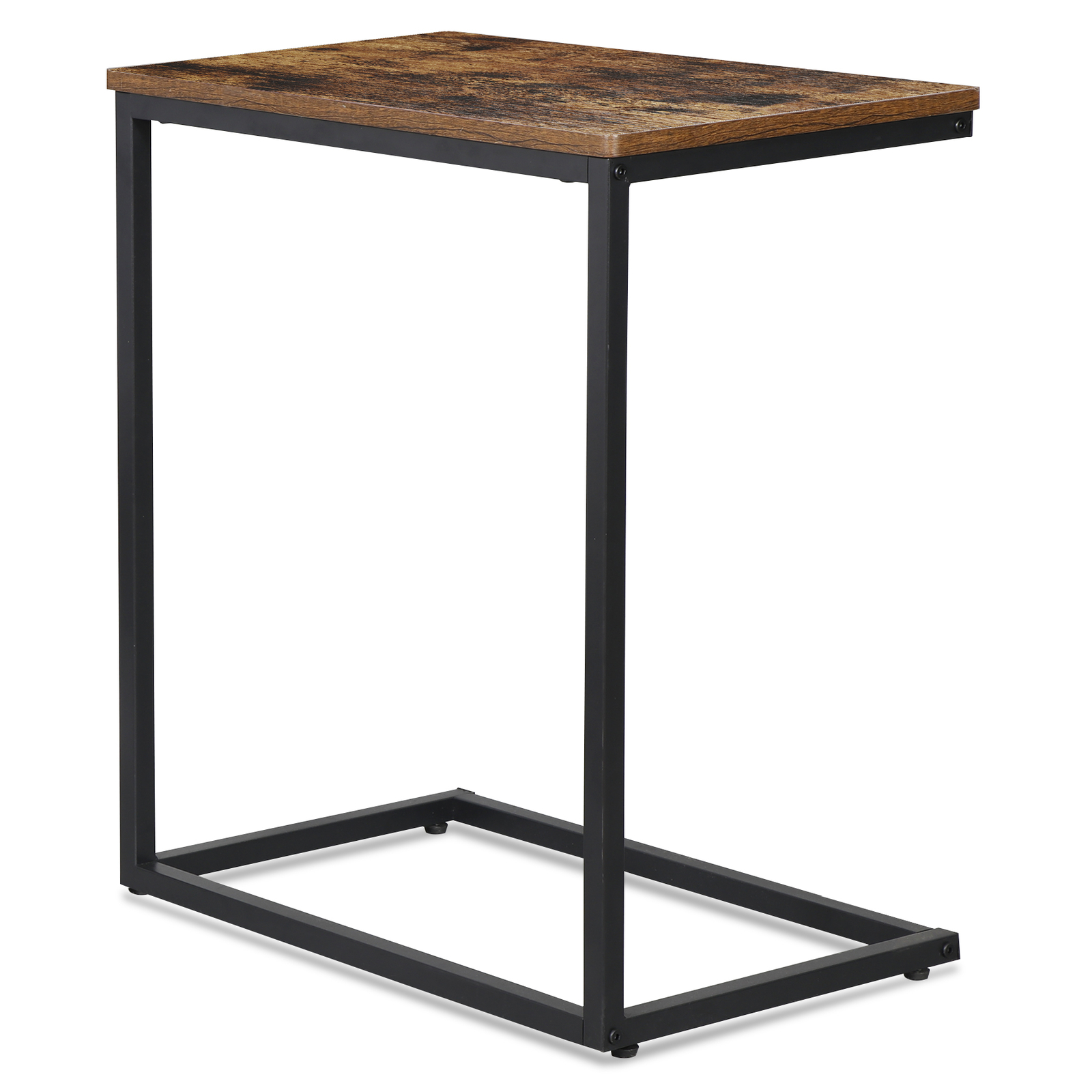 C Shaped End Table Small Side Couch Sofa Table with Metal Frame for Living Room
