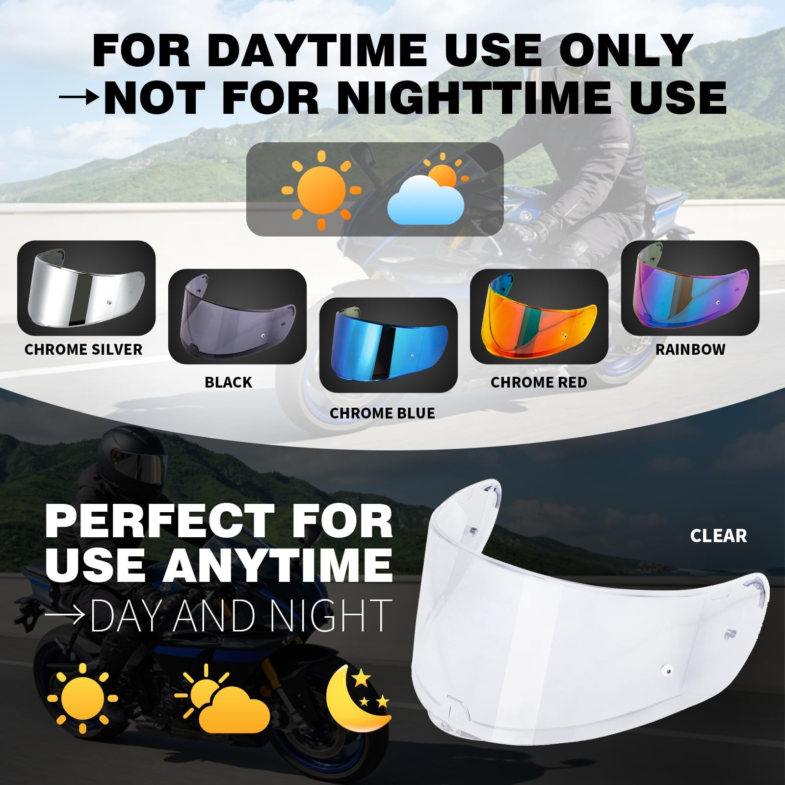 Motorcycle Helmet Visor Shield for SEDICI Strada II, FF397, FF801, FT2, VECTOR