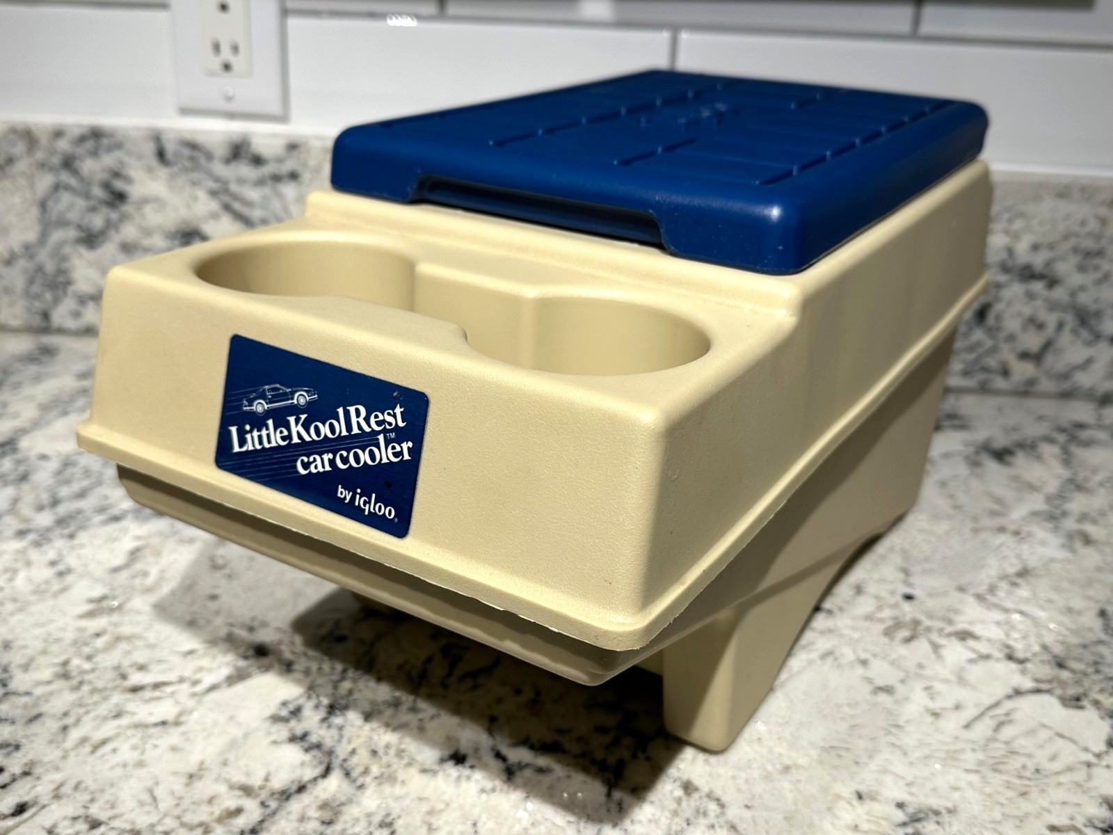 IGLOO Vintage 80's Little Kool Rest Cooler Car Console Drink Holder Blue/Beige