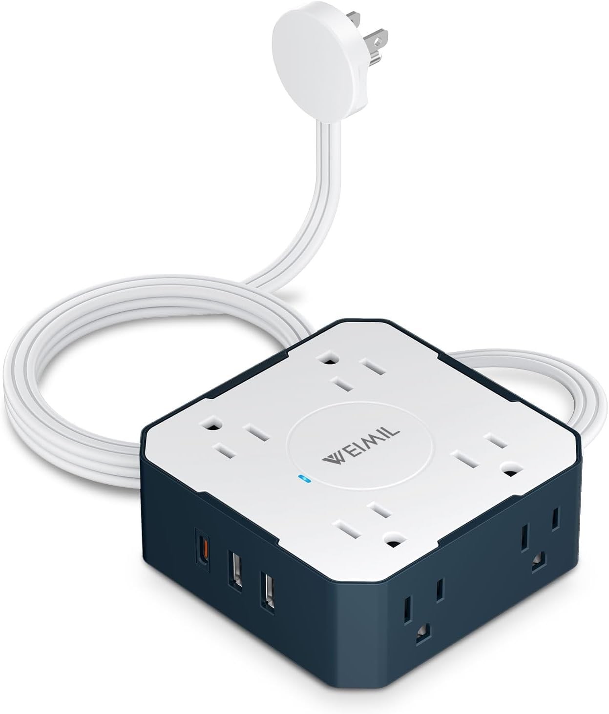 Surge Protector Power Strip, 5 Ft Flat Plug Extension Cord with 3 USB Charger...